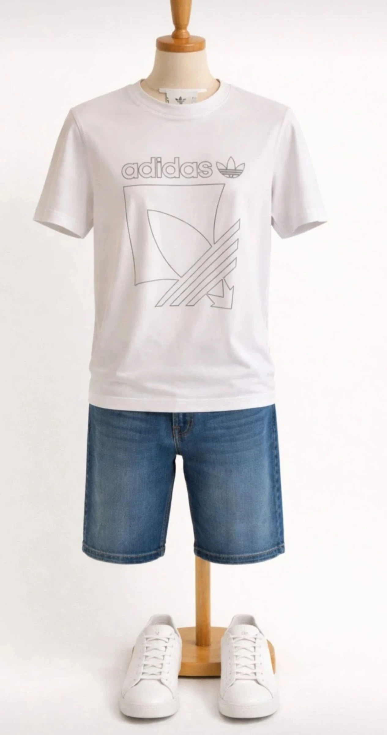 Adidas Originals T-Shirt TXS-White Background & Black Stripes Regular Fit-100%Cotton in VB – photo 3